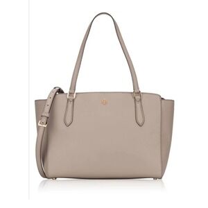 Tory Burch Women's 64188 Emerson Small Top Zip Saffiano Leather Tote French Gray